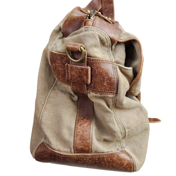 Rawlings Tan Canvas Brown Leather Duffle Bag Weekender The Finest In The Field - Picture 12 of 13
